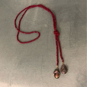 Maroon & Iridescent Rock Necklace